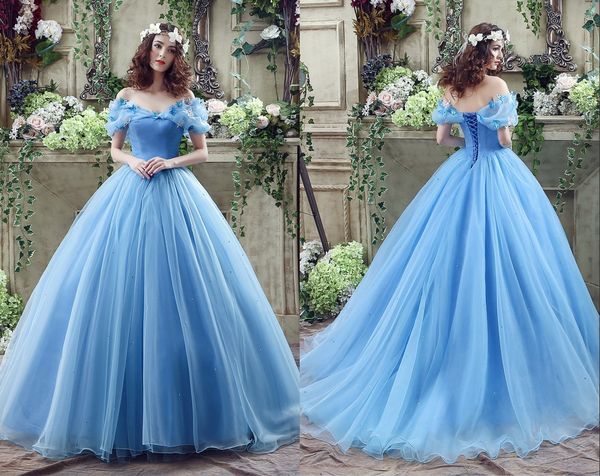 

аква золушка quinceanera платья принцессы бальные платья 2020 real image офф плеча lace-up назад полная длина 16 девочки выпускные платья cp, Blue;red