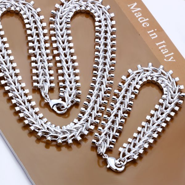 Ожерелье Высокое качество, тяжелый комплект ювелирных изделий из стерлингового серебра 925 пробы 170 г LS60. новая цепочка из серебра 925 пробы, комплект браслетов из серебра. бесплатная доставка Оптовая продажа м