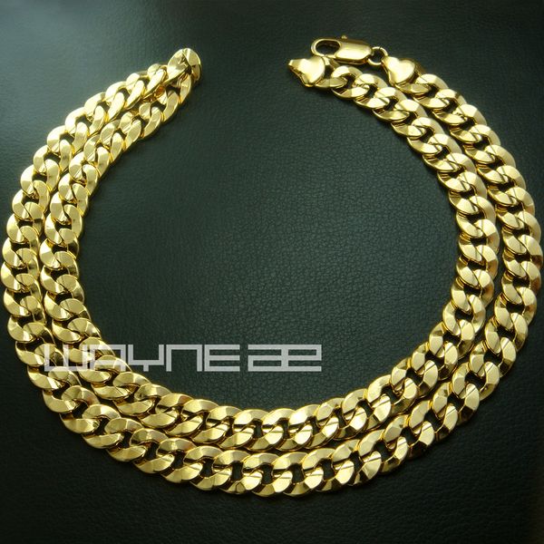 

18k yellow gold gf mens womens solid chain necklace w/ curb ring link n222, Silver