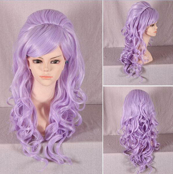 Anime Cosplay Wig Long Purple Hair Purple Hair Oblique Bangs Wig