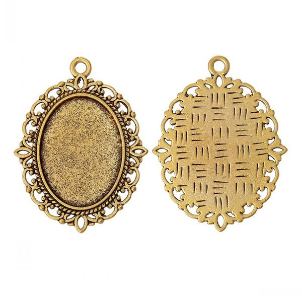 

jewelry findings charm pendants oval gold tone cabochon setting(fit 25mm x 18mm)nickel 4cm x 3cm(1 5/8" x1 1/8"),30pcs, Bronze;silver