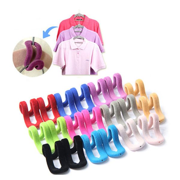 

wholesale- 5pcs flocking clothes hanger hook closet organizer hooks for clothes hangers flocking clothes hanger easy hook closet organizer