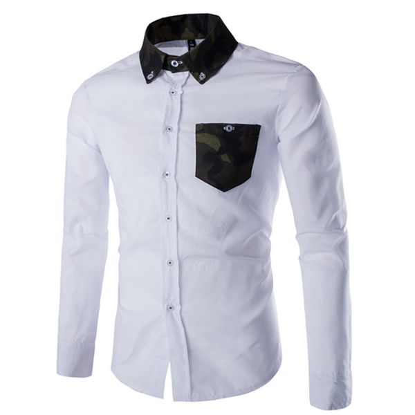 Atacado-2016 Chegam Novas Moda Homens Sólidos Camisas de Vestido de Venda Quente Completa Manga Formal Preto Branco Camisa Dos Homens 13CS18