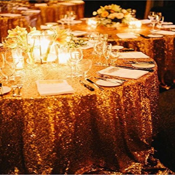 

for sale 156'' round gold sequin tablecloth,wholesale wedding beautiful sequin table cloth / overlay /cover/rectangle