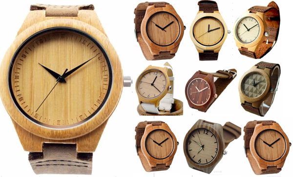 

casual bamboo wooden watch japanese miyota 2035 movement wristwatches genuine leather reloj bamboo wood watches quartz watch gifts box, Slivery;brown