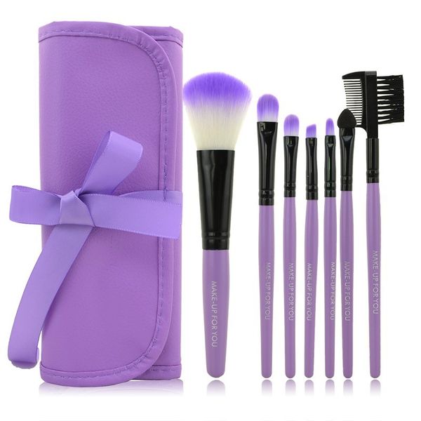 

1 set of 7 pcs colorful professional soft cosmetic makeup brush set blush brush + pouch bag case dhl 6818