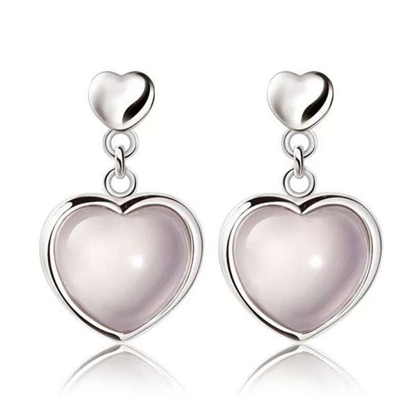 

925 sterling silver jewelry charm pink heart stud earrings new arrival, Golden;silver