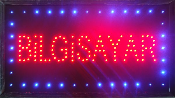 2015 Ultra Brilhante LEVOU Luz de Néon Animado BILGISAYAR sinais slogans atraentes semi-ao ar livre tamanho 48 cm * 25 cm Frete grátis