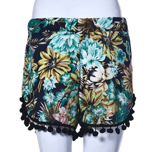 

wholesale-2016 new summer style fashion loose print polyester ruffles girl's short beach high waist women shorts female plus size, White;black