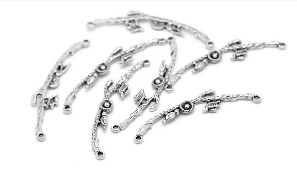 

new design ancient silver three bird with branch connector 6x1.2cm infinity hand woven rope accessories diy handmade jwelery, Bronze;silver