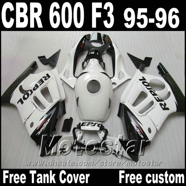 Set carenature moto per HONDA 1995 1996 CBR600 F3 CBR 600 95 96 bianco nero REPSOL kit carenatura alta qualità ZB71