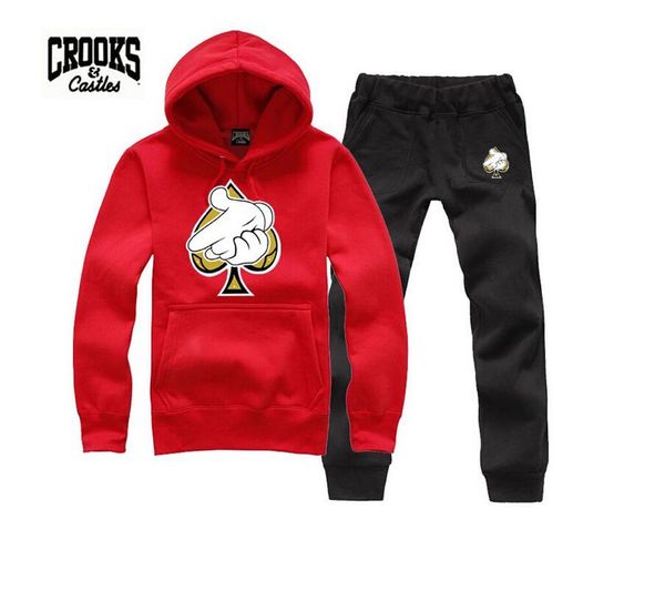 

s-5xl crooks and castles set autumn spring new mens hoodies hip hop clothing tracksuits, Gray