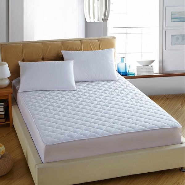 Wholesale-New Arrival hot sale solid color hotel quality bed mattress protective cover with fillings/pad mattress topper #10