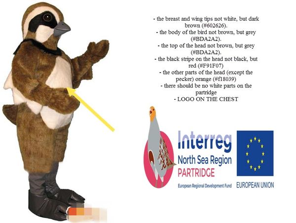 

custom partridge mascot costume add a logo ing, Red;yellow