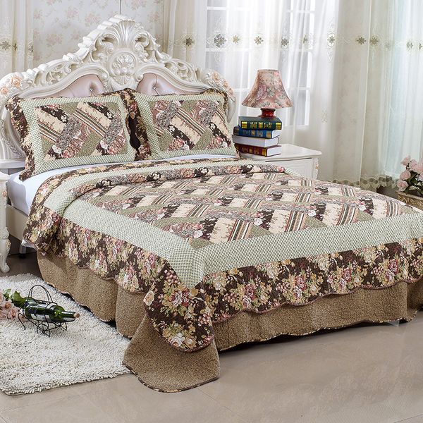 

wholesale-print countryside style bedsheet cotton colchas de cama de verano handmade quilt patterns luxury quilts and coverlets