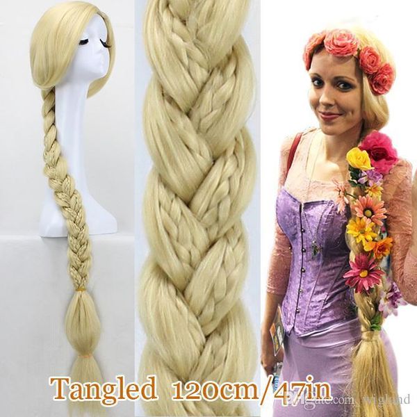 Tangled Princess Rapunzel Long Hair Wig 120cm Long Blonde