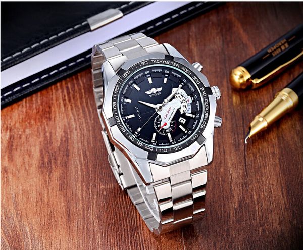

sell winner fashion men watches mens automatic watch wrist watch for men wn25, Slivery;brown