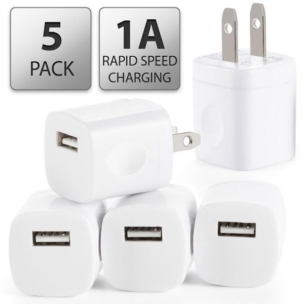 

5V 1A US USB AC Wall Charger Home Travel Charger Adapter Mini USB charger For Samsung Iphone Smartphones mp3 pc 100pcs