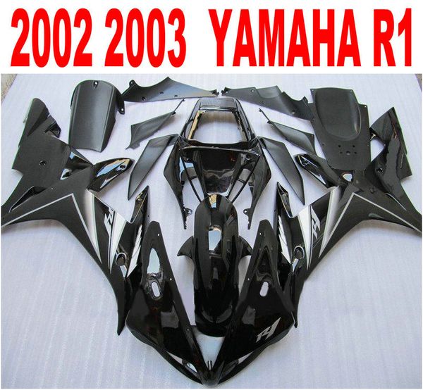 Spritzguss-ABS-Vollverkleidungssatz für Yamaha R1 2002 2003, glänzend schwarze Verkleidungssatz 02 03, Yamaha R1 LQ24