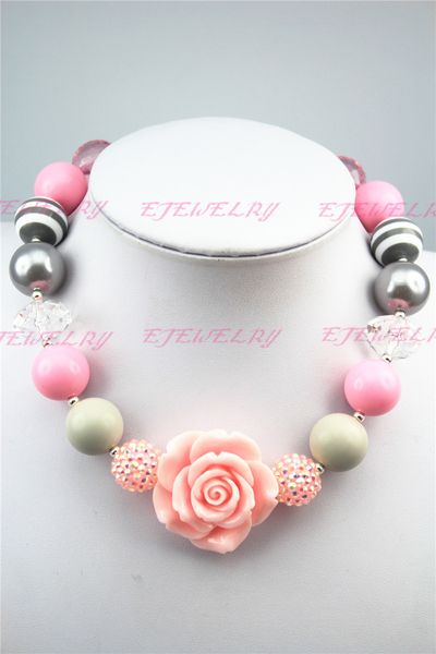 

colorful new arrival candy color lovely beads bubblegum necklace for children cb032, Silver