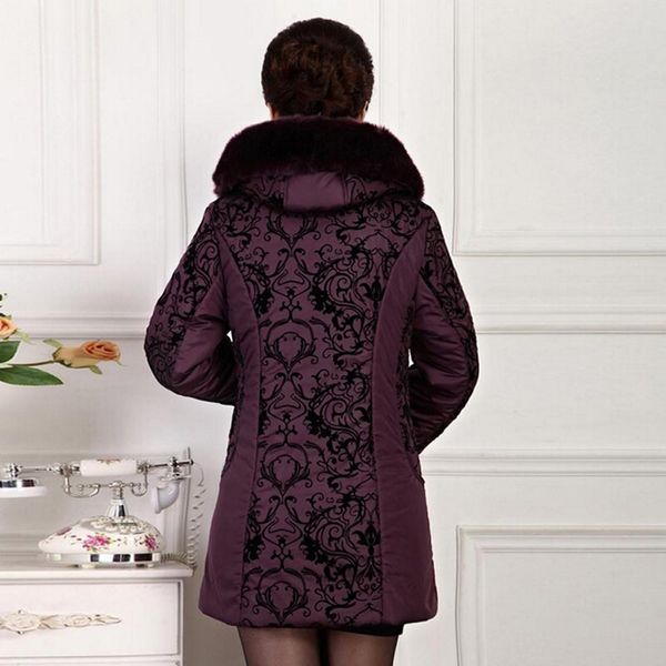

wholesale-plus size thicken winter jacket women 2015 middle aged women clothing down cotton padded faux fur warm mother women coat parka, Black