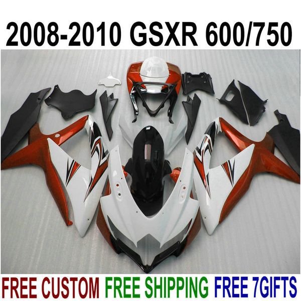 Новый мотоцикл обтекатели набор для SUZUKI GSXR750 GSXR600 2008-2010 K8 K9 черный белый красный проветривания комплект GSXR600/750 08 09 10 R18P