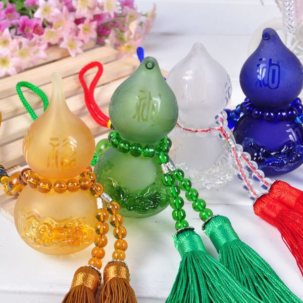 

Color Glass Brave Troops Gourd Perfume Pendant Fashion Car Hanging Accessories Air Freshener Vials Interior Decorations Birthday Gift SK386