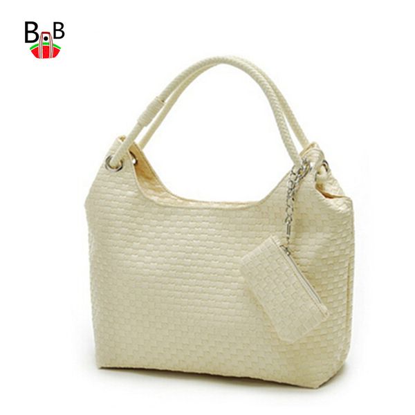 

wholesale-wholesale women handbag shoulder bags hobos weave casual bag female bolas tote beige black plaited bolsas femininas 2015