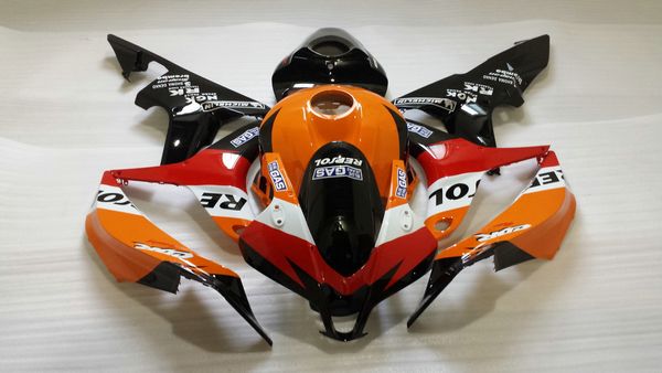 HONDA CBR600RR için enjeksiyon kalıp Fairing kiti 07 08 CBR 600RR CBR600 F5 2007 2008 REPSOL Kırmızı turuncu Motosiklet Marangozluk SET + 7 hediyeler