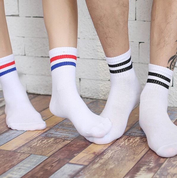 Wholesale- Classic Long Two Striped Socks Retro Old School of High Quality Cotton for Women Men Skate socks 21006