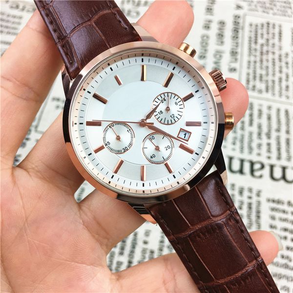 

man watch auto date luxury male wristwatch genuine leather foreign trade sales man watches big dial ing, Slivery;brown