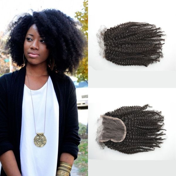 Mongolischer Afro-Kurven-Locken-Top-Spitzenverschluss 4x4 frei/2/3-teilig unverarbeitetes Echthaar Kostenlose Lieferung G-EASY Haarprodukte