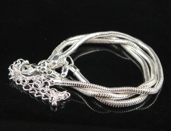 

classic diy 925 silver plating snake chain bracelets fit europen charms beads lobster clasp bracelet 50pcs