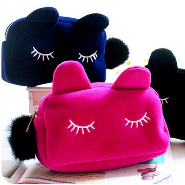 

wholesale-beautician makeup bag cat cosmetic case organizer bag zipper handbag travel high quality
