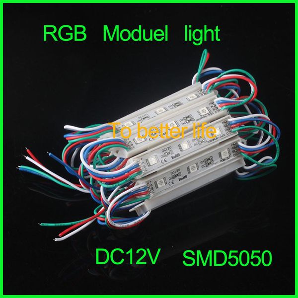 0.72 W 3 LEDS 5050 LED Modülleri RGB LED Piksel Modülleri Su Geçirmez 12 V Arka Işıklar için Channer Mektup W WW R G B Y