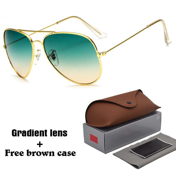 

8 colors brand designer pilot sunglasses for men women metal frame uv400 colorful gradient lens with brown case and box, White;black