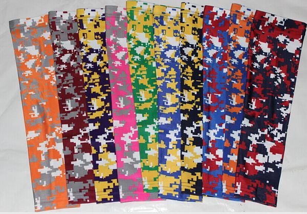 

wholesale soccer 200pcs moisture wicking compression sports digital camo arm sleeve baseball flame skull 138 colors 7 sizes, Black
