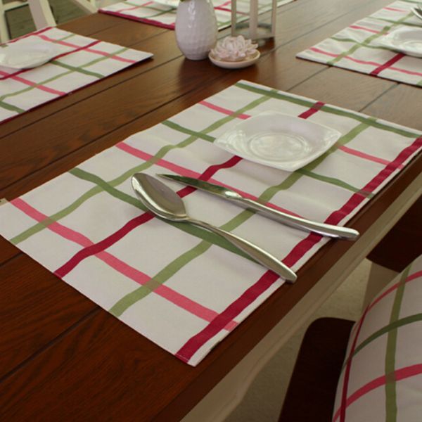 

Color Plaid Party Table Placemats Double Layers Insulation Cotton Placemats Table Cloth Pads Christmas Decor SD734
