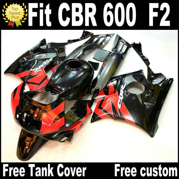 

7 gifts fairing kit for honda cbr 600 f2 1991 1992 1993 1994 red black fairings cbr600 91 - 94 motobike rf12