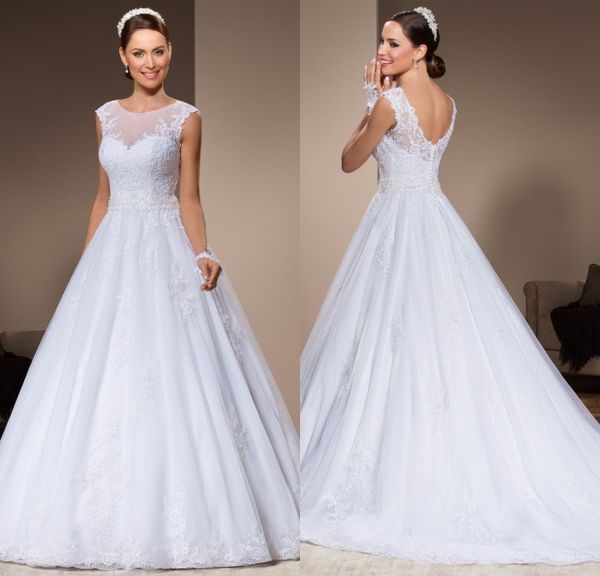 

custom off shoulder lace ball gown wedding dresses 2020 with appiques court train tulle scoop neck wedding bridal gowns, White