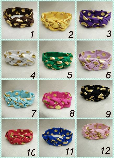 

20pc baby celtic cross knot wave point turban headband cotton twisted head wraps girl cute twist knotted stamping golden wave dot fd6580, Slivery;white