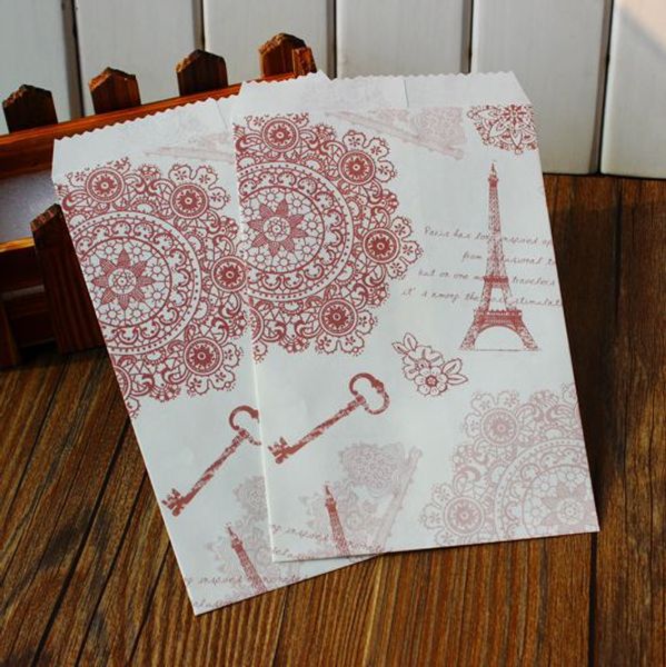 

paris eiffel tower paper gift bags with seal labels - packaging, flat bag 24pcs/lot