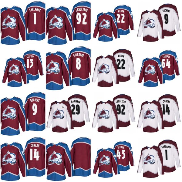 

2018 колорадо эвеланш 92 габриэль landeskog хоккей кофта 29 натан маккиннон 19 джо сакик 9 мэтт дюшен 1 семен варламов джерси, Black;red