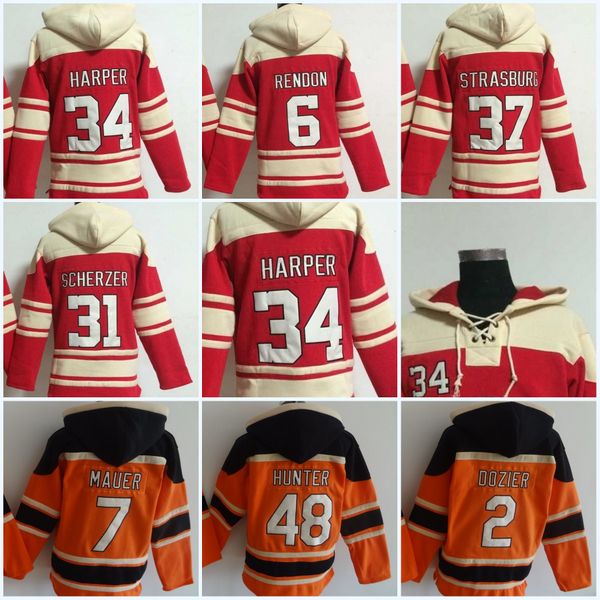 

Mens Bryce Harper Anthony Rendon Max Scherzer Stephen Strasburg Joe Mauer Brian Dozier Hoodies Sweater Baseball Jerseys