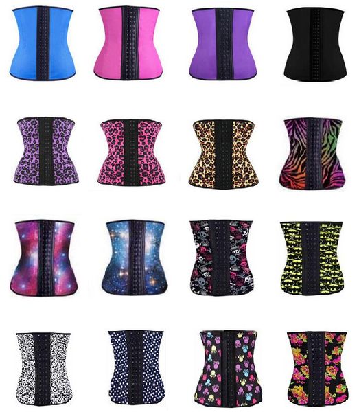 

latex waist cincher steel boned vest fajas waist training corsets underbust body shaper leopard slimming waist trainers