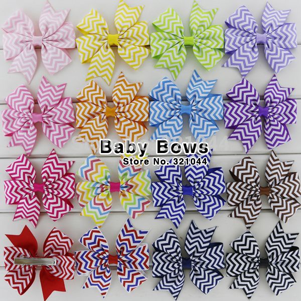 

babymatch 60pcs /lot 3 inch grosgrain ribbon hair bows with clip chevron printed pinwheel bows hair pins hair clip accessories