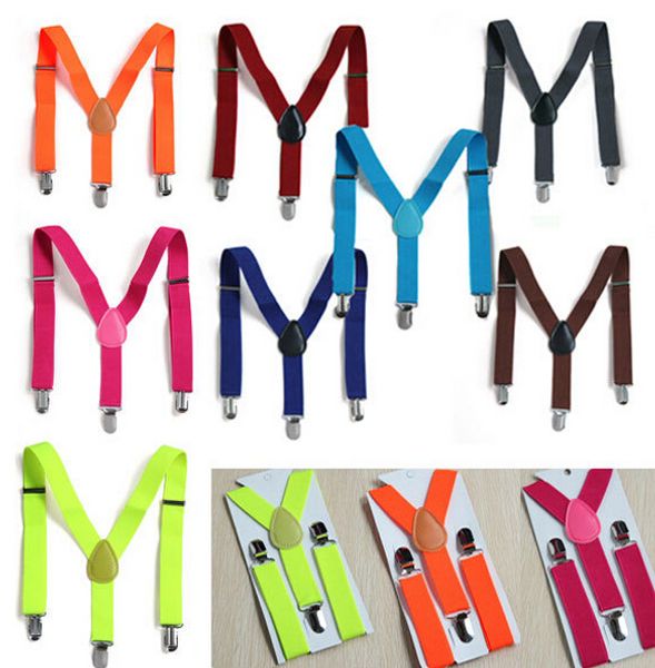 

26 colors new fashion black plain color children /kids adjustable clip-on y-back suspenders braces for boy and girls for 1-10 years, Black;white