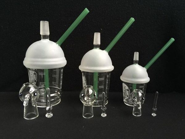 9mm / 14.5mm / 18.8mm Starbuck Cup Forma Tubulação De Água Starbuck Hookahs Concentrado Oil Rig Cúpula De Vidro com Prego Pipe Bongs de Água