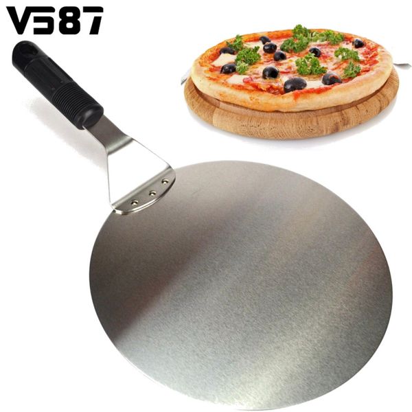 

wholesale- stainless steel round pizza spatula peel shovel turner cake lifter tray pan home kitchen baking pastry tools gadgets 10 inch