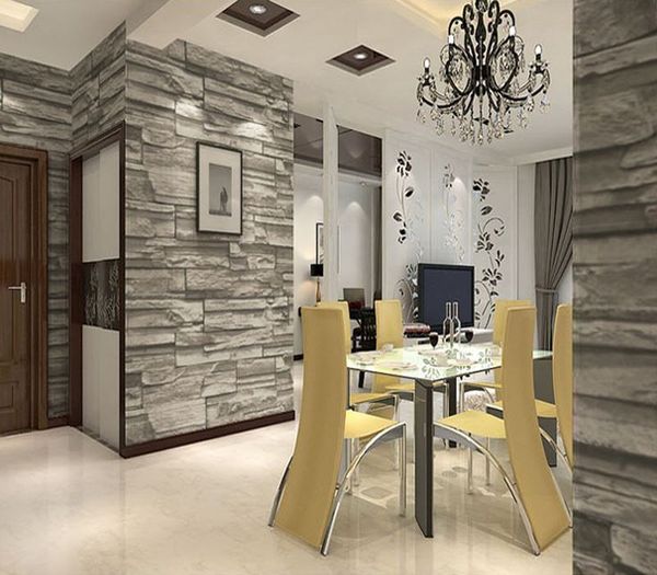 Acquista Stile Cinese Sala Da Pranzo Moderna Carta Da Parati 3d Stone Brick Design Sfondo Vinile Wall Paper Cucina Soggiorno Wallcovering A 5622 Dal
